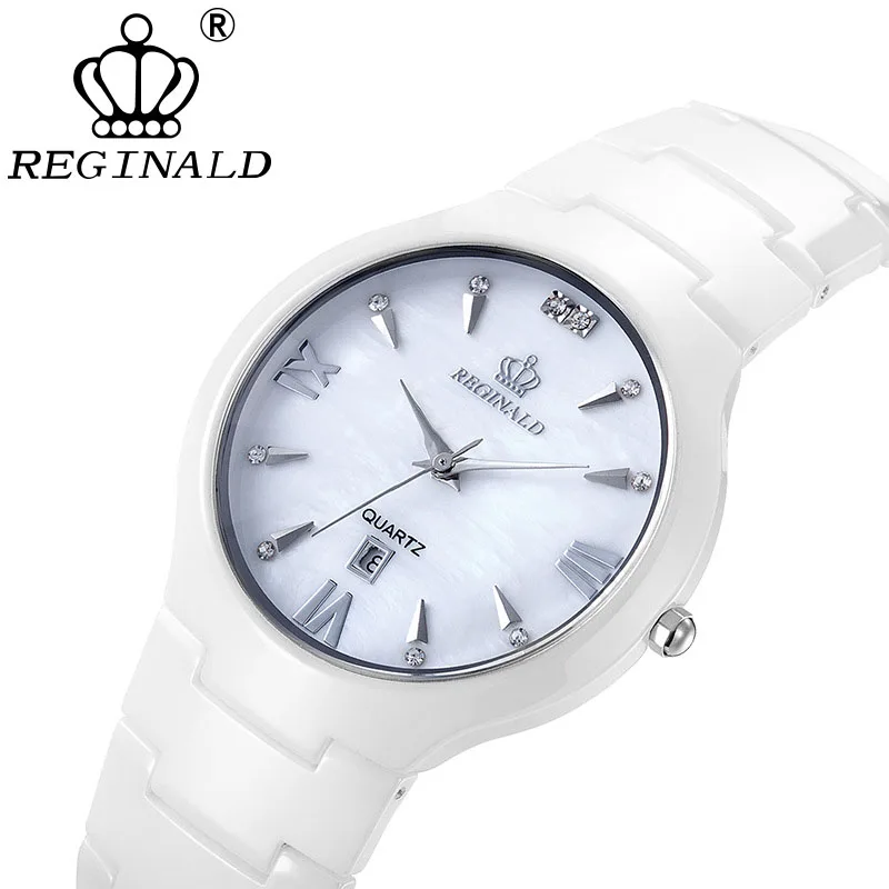 

REGINALD Hot sell Women watch Luxury New Ceramic Ladies Quartz Gifts For Girl Rhinestone casual waterproof wrist watches 009