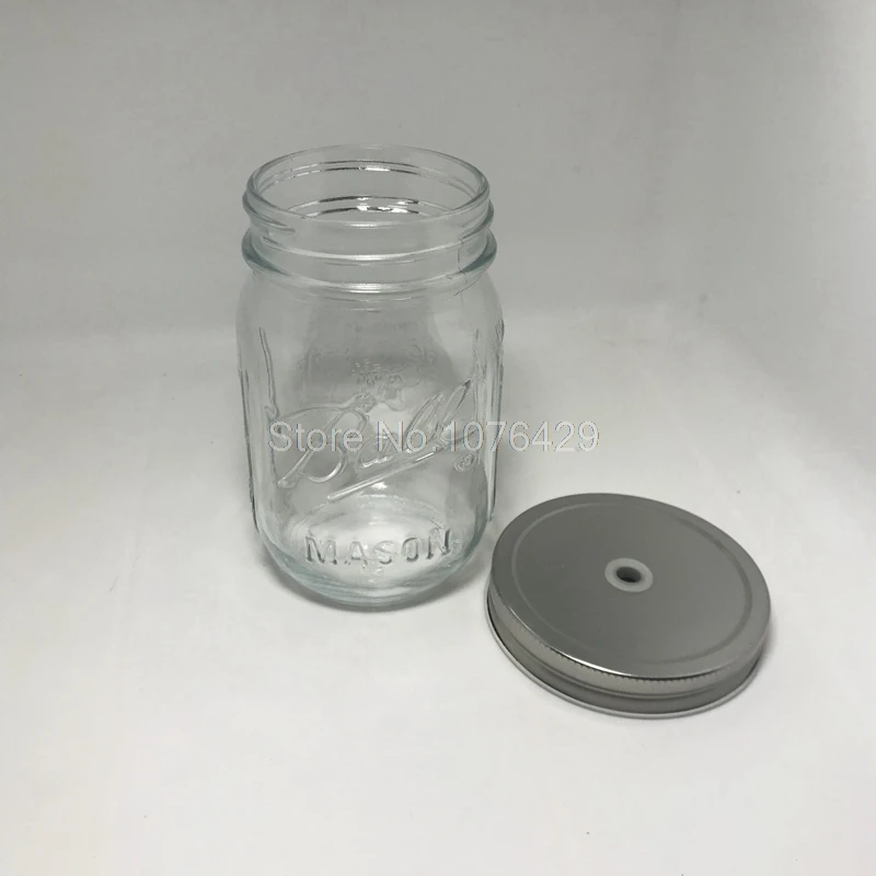 Креативная стеклянная бутылка Mason Cup Bottle Sealed Jar фруктовый и овощной салат соус напиток сок ваза-светильник 1 шт - Цвет: Single hole cover