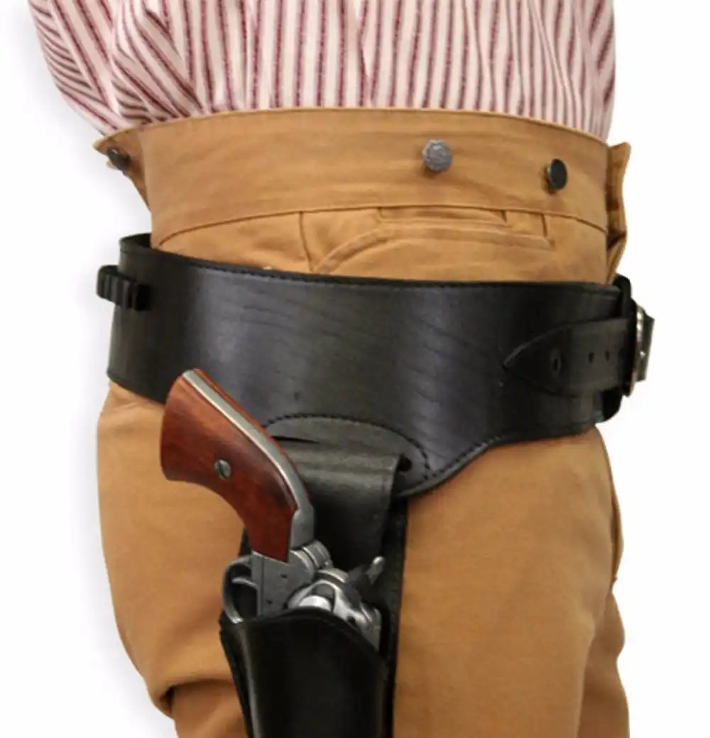 Historical Emporium Men's Double Plain Leather Western Gun Belt and