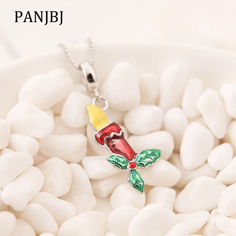 New 100 925 Sterling Silver Beads Charm Christmas Candle Holly Pendant