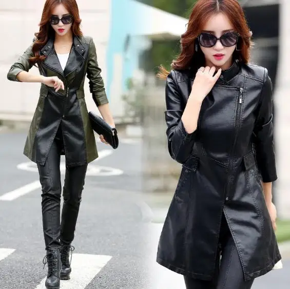 Casual PU Leather Jacket Women Classic Blazer Slim Short