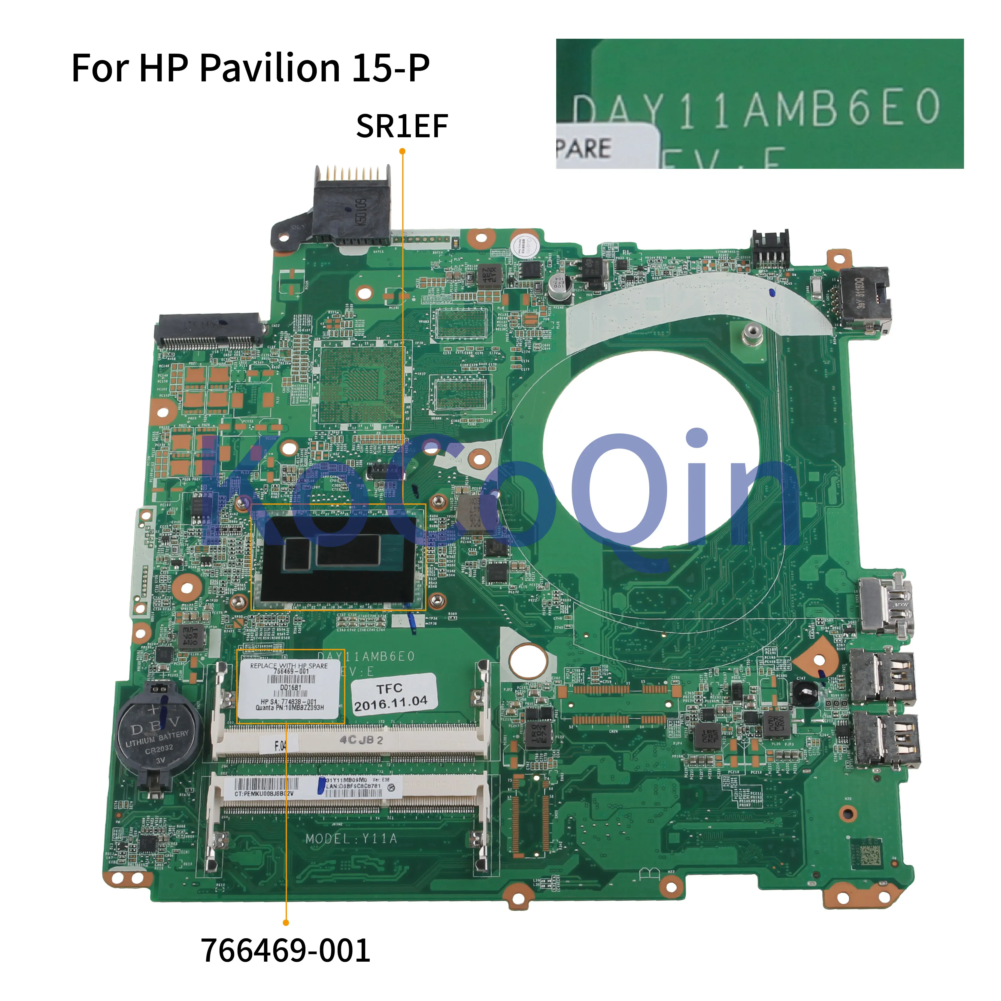 Материнская плата KoCoQin для ноутбука HP Pavilion 15 P Core I5 6 дюйма материнская 766469 001 601