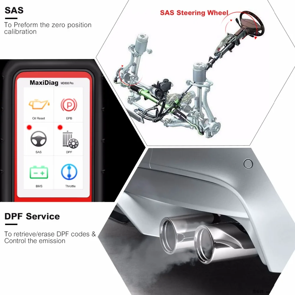 Autel MD808 Pro OBDII Auto Diagnostic Tool OBD2 Code Reader Scanner ABS SRS EPB BMS Code Reader Better MD802 MD805