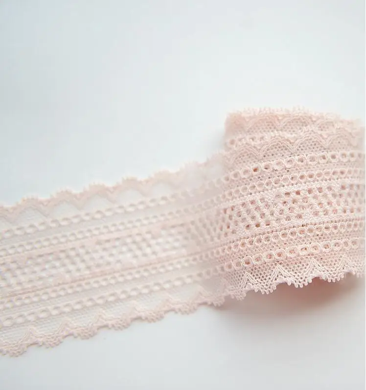 

2 Meters Shrimp Pink Elastic Lace Ribbon Trims Stretch Lace Trim Embroidered Net Cord For Sewing Costume Lace Fabric
