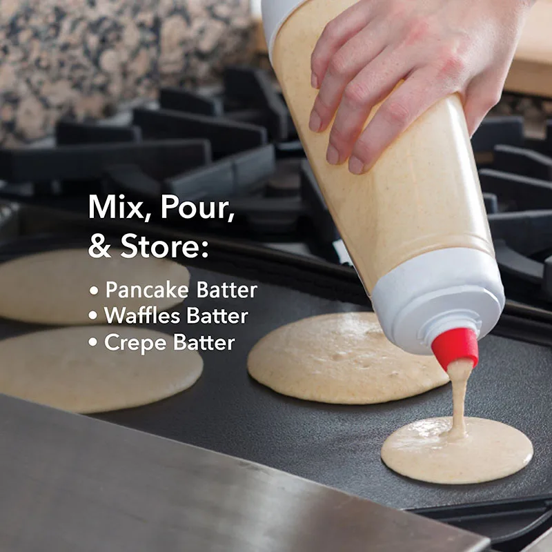 

1065mL 4.5 Cups Pancake Batter Mixer Bottle Pancakes Waffles Crepes Dispenser