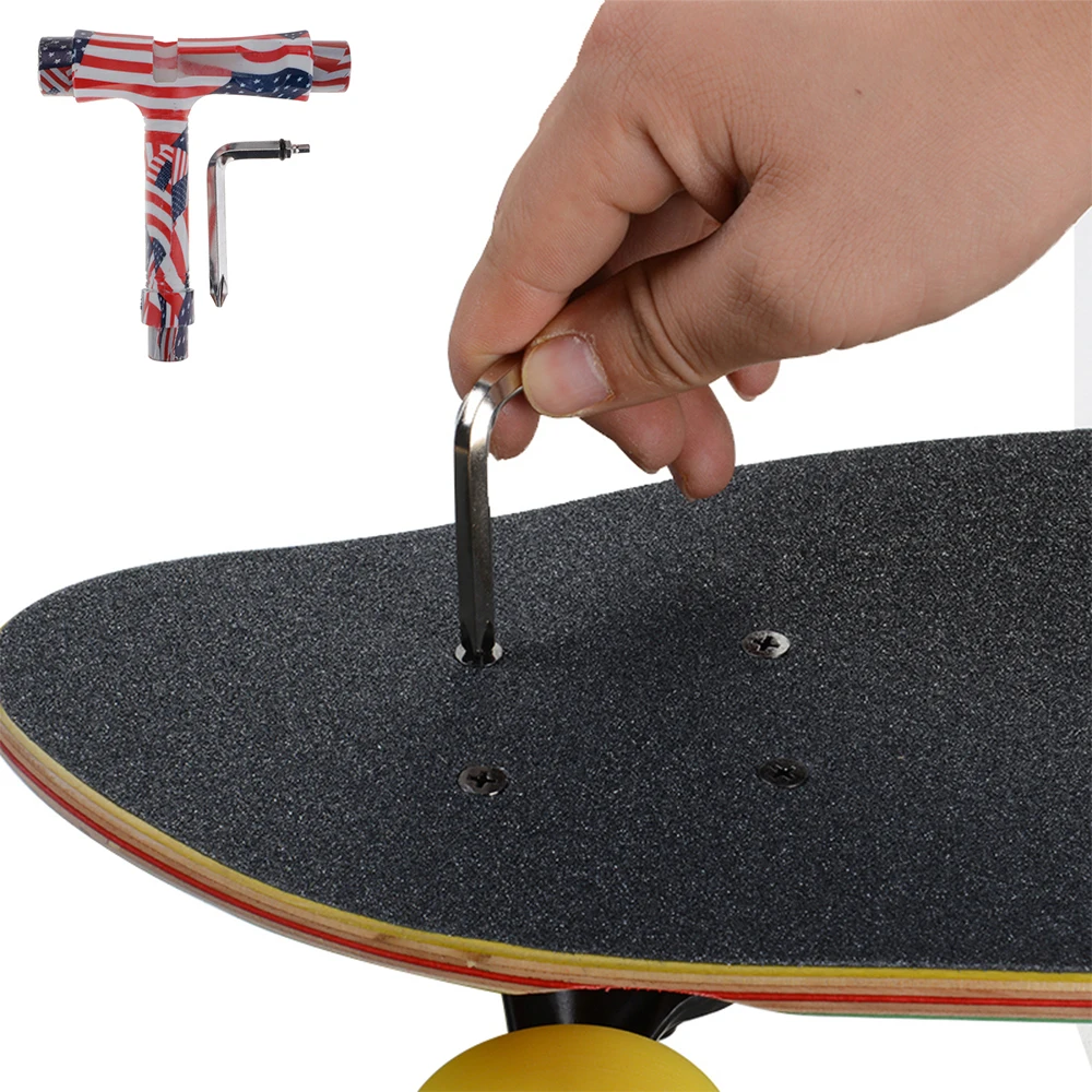 Скейтборд Longboard Многофункциональный t-инструмент все в одном отвертка Многоцветный