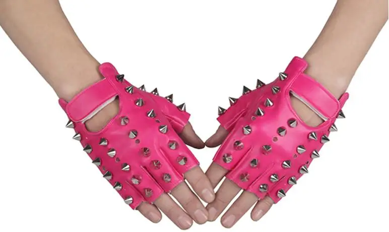 Детская с заклепками в стиле «панк» искусственная кожа перчатки детская танцевальная одежда Rock and roll Джаз перчатка в заклепках R388