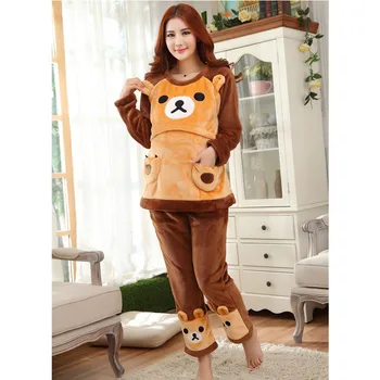 

Thickening Winter Nursing Pajamas Expectant Mother Feeding Home Clothe Set Coat + Pants Character Pregnant Women Pajamas
