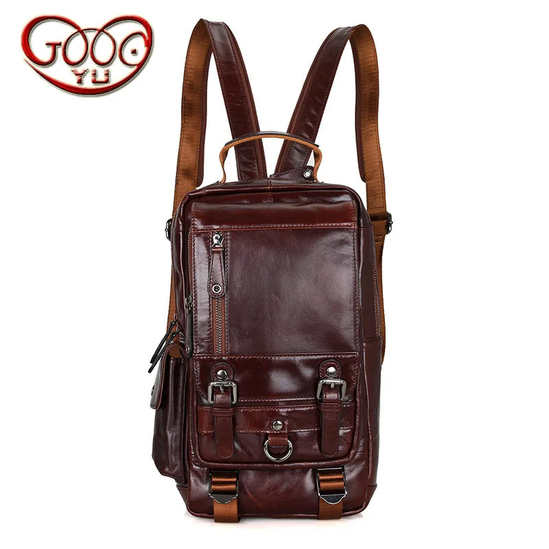 

Ladies vertical personality vertical section of the oil wax leather backpack first layer of leather large capacity leisure backp