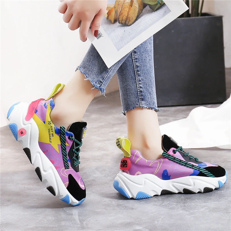 RASMEUP женские кроссовки в уличном стиле; женская дышащая обувь на платформе; коллекция года; модные блестящие женские кроссовки