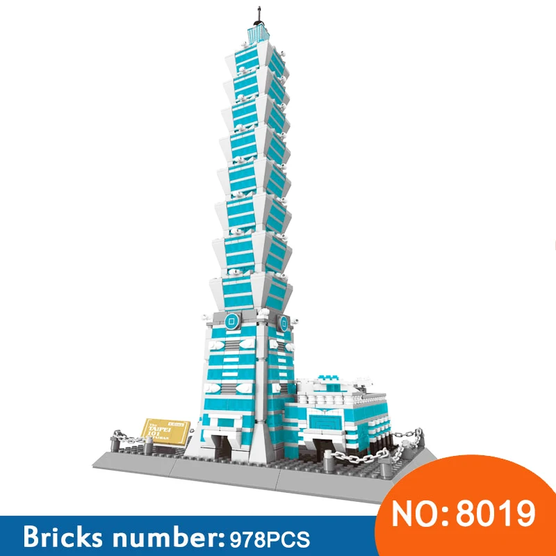 Wange 8019 новая знаменитая серия архитектурных 3D моделей в Тайбэе 101, наборы строительных блоков, Классические игрушки для детей