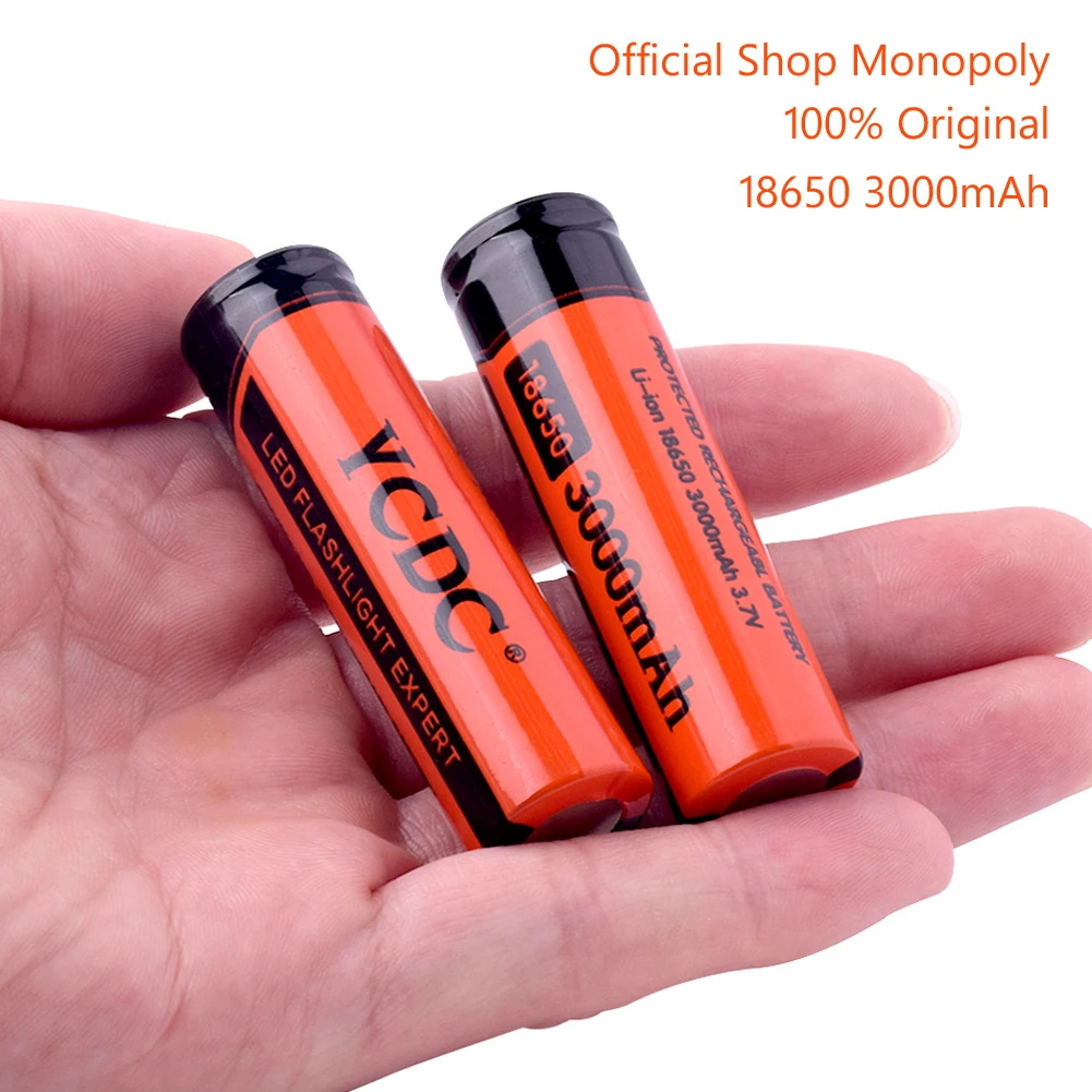 

YCDC 2pcs Li-ion 18650 Rechargeable Batteries 3.7V 3000mAh Lithium Battery for 3.7 v Power Bank Flashlight Battery + Batery Box