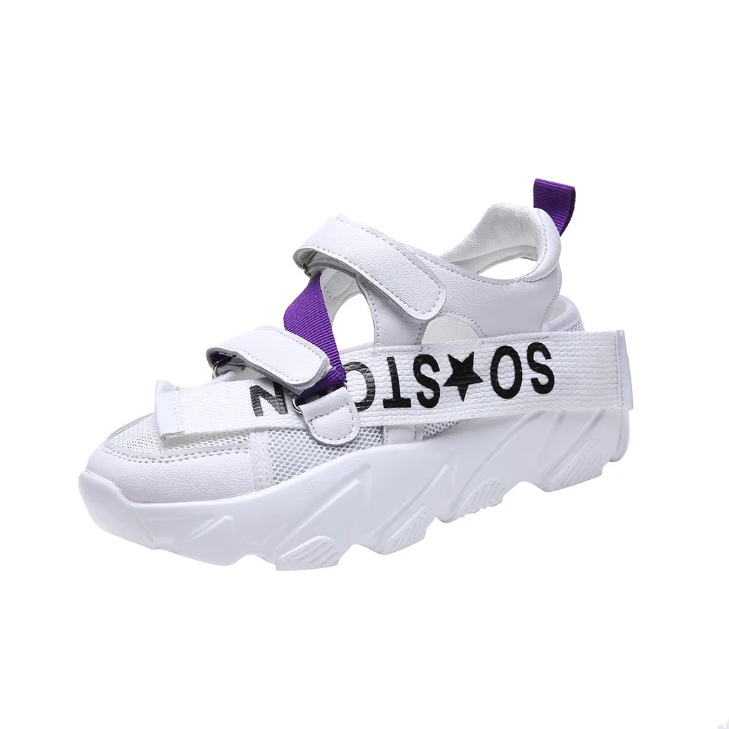

CHAMSGEND Women's Summer hollow breathable mesh surface thick women's breathable wild comfortable sports shoes