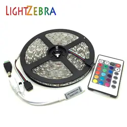 Remotestrip RGB Светодиодные ленты света Водонепроницаемый IP65 60 Светодиодный s/5 m 5050 SMD гибкая RGB светодиодные огни с 24Key небольшой с инфракрасным