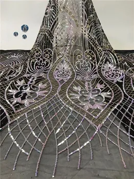 

High class French tulle net lace fabric with sequins for party dress PDN482(5yards/lot)