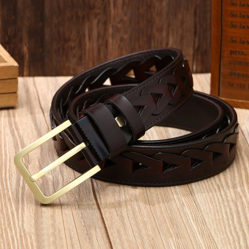 Cinturones hechos a mano para hombre mujer, faja trenzada de lujo, cinturón de cuero genuino para Vaqueros, correa diseñador para café de 2020 cm, 120|male strap|strap menbelt male - AliExpress