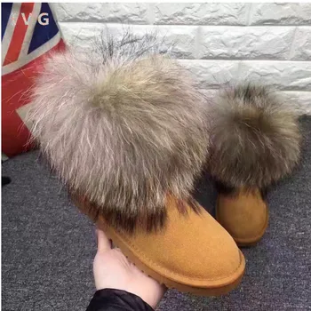 

Australian Style Women Snow Boots Faux Fur Winter Leather High-Quality Ankle Boots Brand IVG EU34-43 free shipping