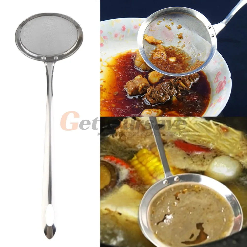 

Stainless Steel Fine Mesh Skimmer Strainer Ladle New Kitchen Tools When Eat Hot Pot