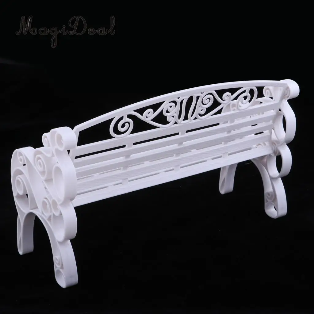 Pink 1/6 Scale Dollhouse Miniature Park Bench for Dolls House Garden Yard Furniture Decor Dolls Acc Model Toy