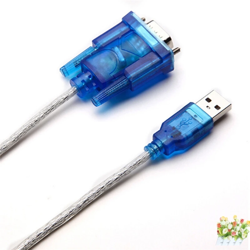 Синий переходник с USB на последовательный порт RS232 9 контактным кабелем