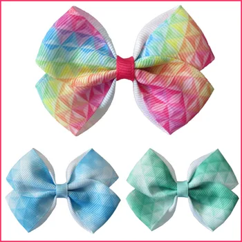 

50 BLESSING Girl 2.75" Diamond Rainbow Angel Hair Bow Clip Unicorn Clover Fruit