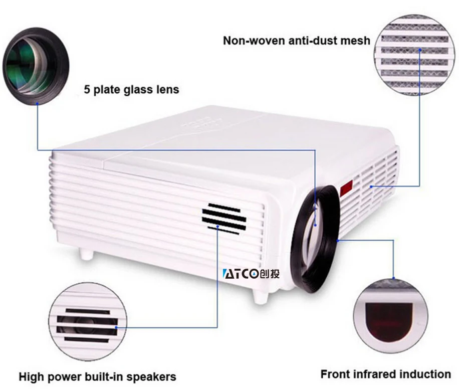 WZATCO 5500Lumen Android Smart Wifi 1080P Full HD LED LCD 3D Video DVBT TV Projector portable Multimedia Home cinema Beamer