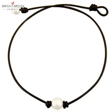 Одиночное жемчужное кожаное ожерелье-чокер для женщин ручной работы чокер ювелирные изделия подарок