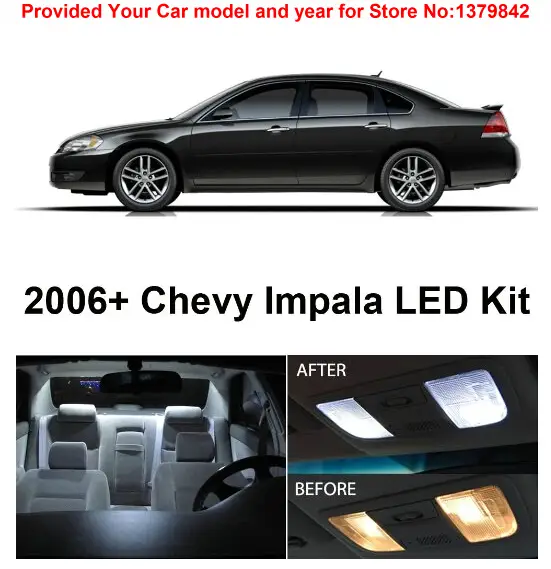 Free Shipping 5pcs Lot Car Styling Xenon White Canbus Package Kit Led Interior Lights For Chevy Impala 2006 Up