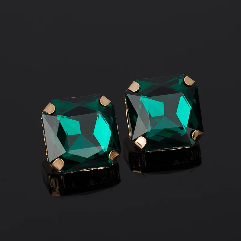 Yfjewe Fashion Jewelry Big Stone Stud Earring Accessories Dark Blue