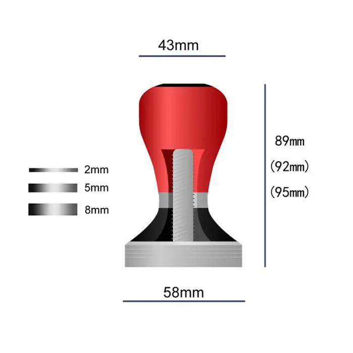 58 мм регулируемый из нержавеющей стали кофе Темпер для баристы, эспрессо плоское прессованное основание кофейные бобы порошок дробилка случайный цвет DA