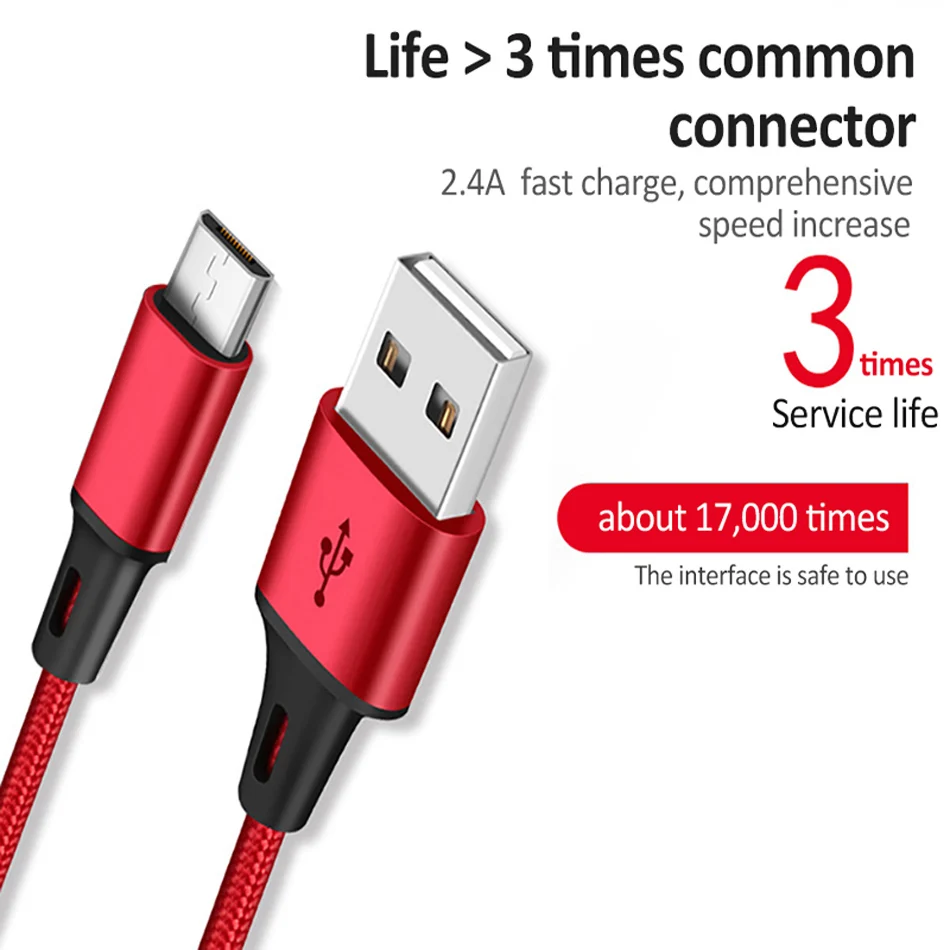 Oppselve Micro USB кабель 2.4A телефон Быстрая зарядка кабель для Xiaomi Redmi Note5 Micro USB зарядное устройство кабель для передачи данных для samsung USB шнур