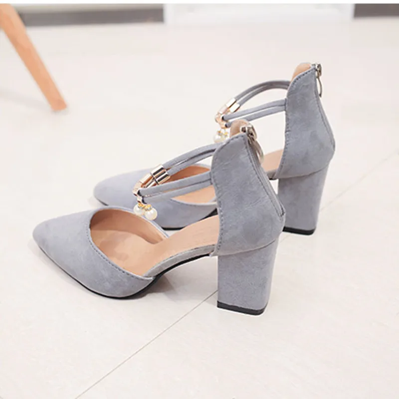 Zapatos gray Peu Femmes Femme Talons De Hauts Black 2018 34 40 Mode Cm ShuangxiJsd Haute Chaussures Profonde 5 Mujer 7 Taille D'été Bouche YI7gyb6vf