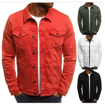 

2019 Men's Jacket casual overalls jacket jacket Coats Man Buttons Solid multi-pocket jogging jacket overalls...