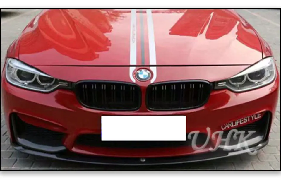 UHK комплект из 3 предметов для BMW 3 серии F30 M3 углеродного волокна передняя губа обвес аксессуары сплиттер протектор Стайлинг бампер M производительность