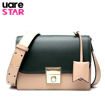 

2018 Cow Leather Flap Women's Shoulder Bags Genuine Leather Crossbody Bag for Women High Quality Fashion Panelled Women Handbag
