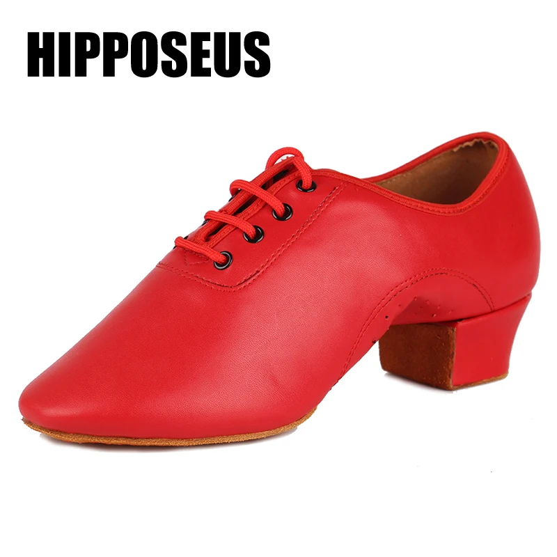 

Brand New Men Latin Tango Dance Shoes Modern Tango Salsa Leather Ballroom Square Heels Adults Children Boys Dancing Party 3Color