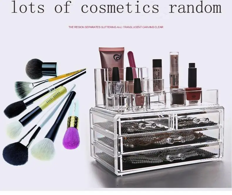 

cosmetic organiser lipstick holder case make up transparent acrylic storage box drawers cosmetic box makeup kit