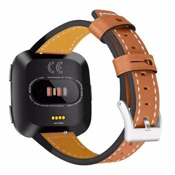 

For Fitbit Versa Bands Classic Genuine Leather Replacement Accessories Wristbands With Stainless Metal Clasp Smartwatch