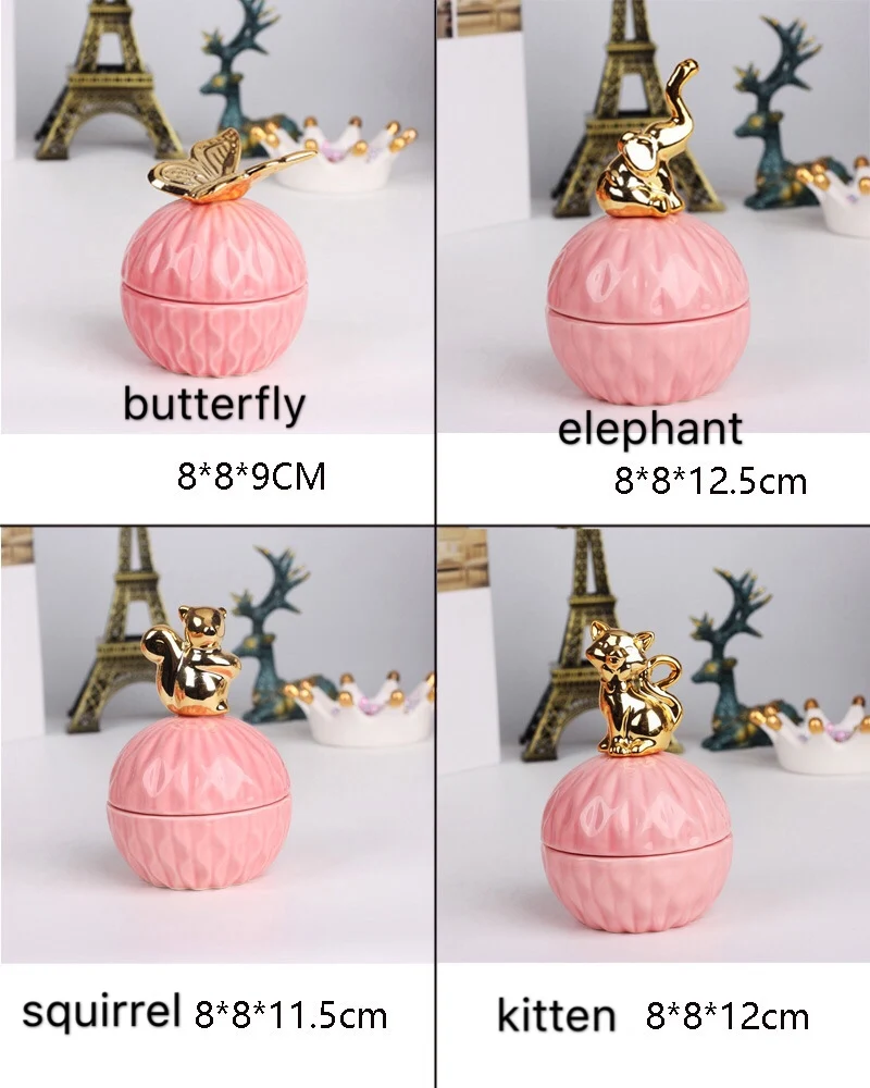 high quality modern animal design ceramic jewelry storage box jewelry jar makeup box 5