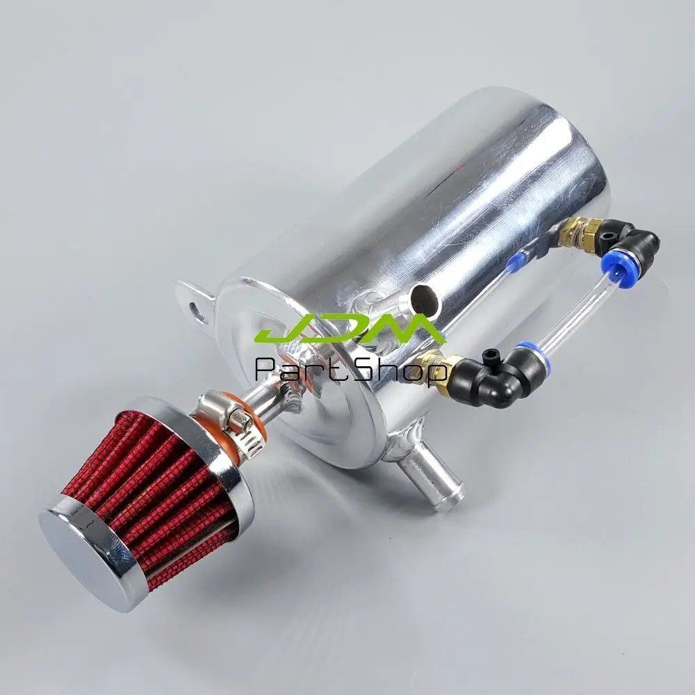 Oil Breather Tank Catch Can 0.5L 12mm 1/2" Barb Polished Mirror Chrome