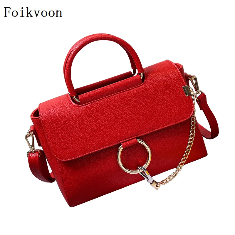 

Foikvoon Shoulder Small Square Bags Woman Split Leather Fashion Red Women Handbag Solid Color Female Crossbody Bag