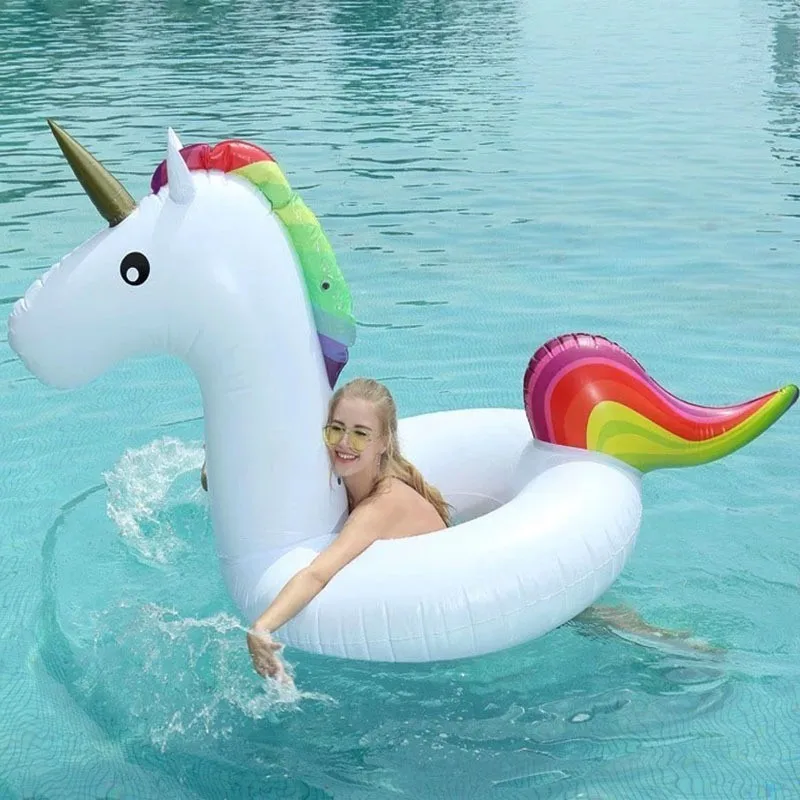 

Pink Flamingo White Giant Unicorn Swimming Pool Floats Inflatable Gaint PVC Air Mattress for Adults Water Sports Floating Toys