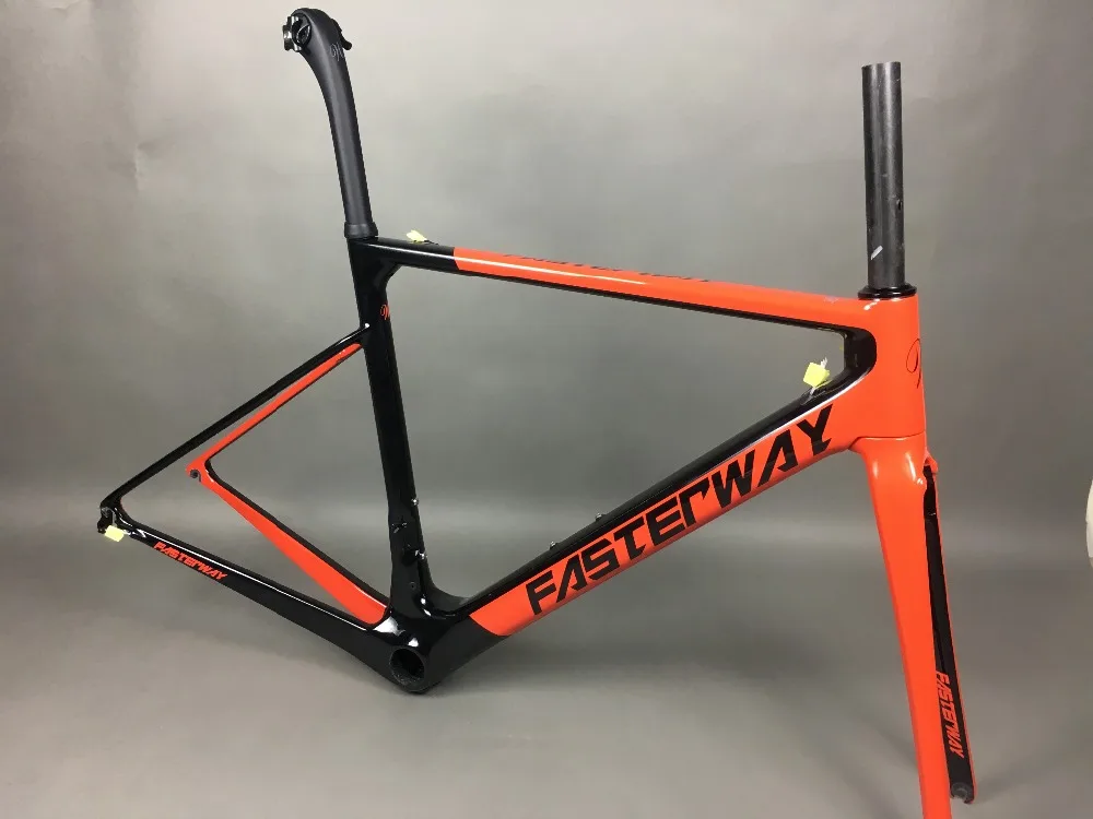Cheap light blue 2018 TAIWAN FASTERWAY classic carbon road frameset UD weaves carbon bike frame:Frameset+Seatpost+Fork+Clamp+Headset 33