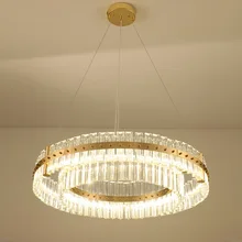 American Modern Luxury Crystal Chandelier Round annularity Model room club Villa Living room Restaurant Metal Chandelier Hotel