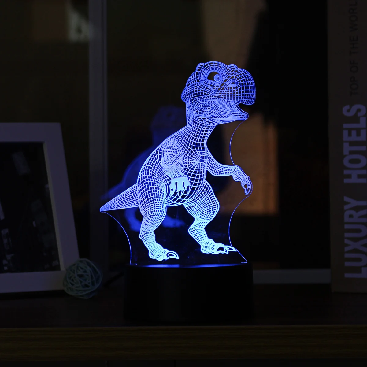 3D ночной Светильник с животными, сенсорный светодиодный светильник, акриловая панель, настольная лампа, атмосферная лампа, новинка, светильник, для рождества, дома, спальни, детей - Испускаемый цвет: Dinosaur