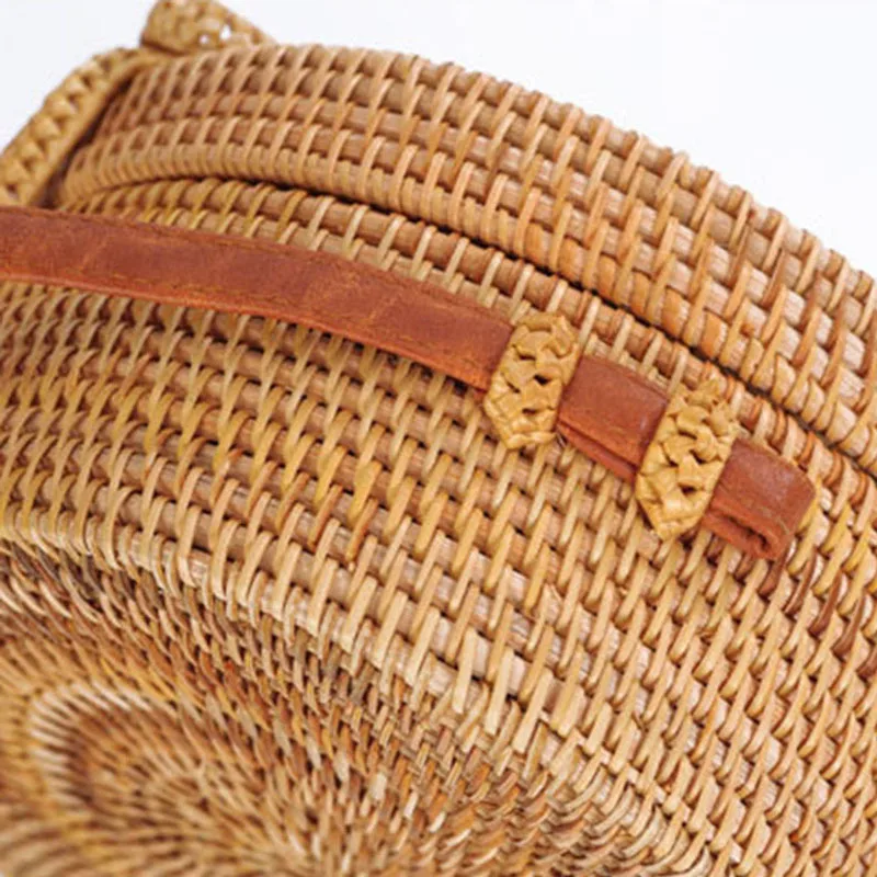 Female Vintage Bamboo Bags Women Bohemian Summer Beach Handbag Hollow Lady Circle Shoulder Bag Round Handmade Knitted Bag SS3033 (7)