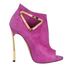Горячий Продавать Замши Peep Toe Треугольник Ботильоны вырез Металла Пятки Сандалии Гладиаторов Сапоги Для Женщин