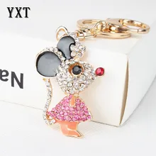 Nifty Lovely Mouse Rat Charm Pendant Cute Rhinestone Crystal Car Purse Bag Key Chain Jewelry Creative Party Birthday Gift