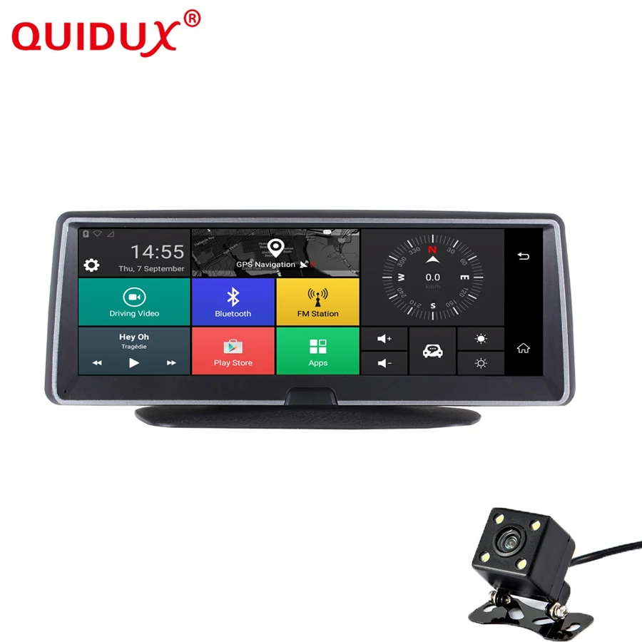 

QUIDUX 4G Car DVR GPS Navigator Camera 8.0" Android 5.1 Bluetooth HD1080P ADAS Video Recorder Camera Registrar Dash Cam