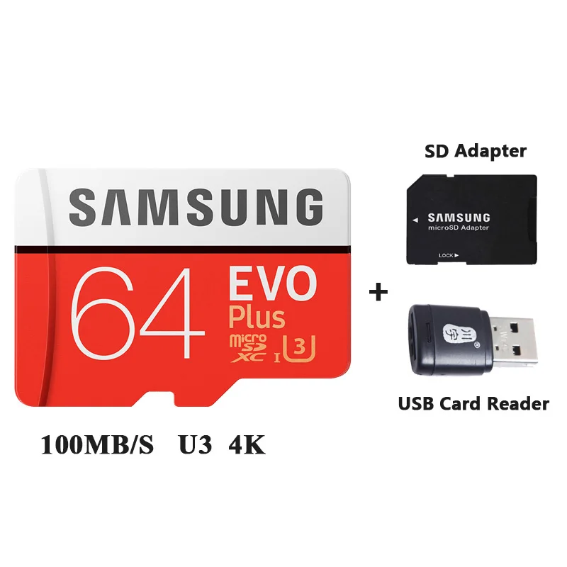 Карта памяти SAMSUNG EVO Plus 128 Гб 64 Гб U3 SDXC Micro Sd карта 32 Гб U1 SDHC Class 10 Microsd UHS-I TF карты до 95 МБ-100 МБ/с - Емкость: 64GB and Sets